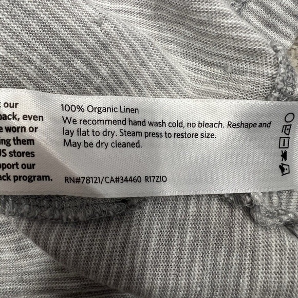 Eileen Fisher Linen Top Pull Over Stripe Boat Neck Flare Sleeves Gray White XS - Picture 11 of 11